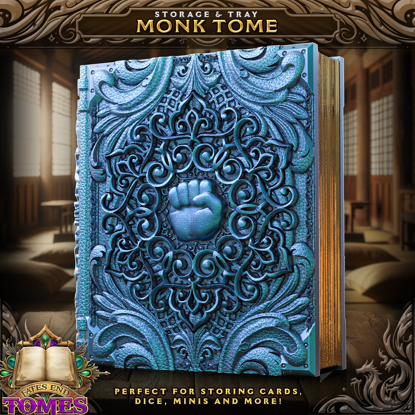 Monk Tome – 3D Printed Spellbook Dice Vault & Card Deck Holder