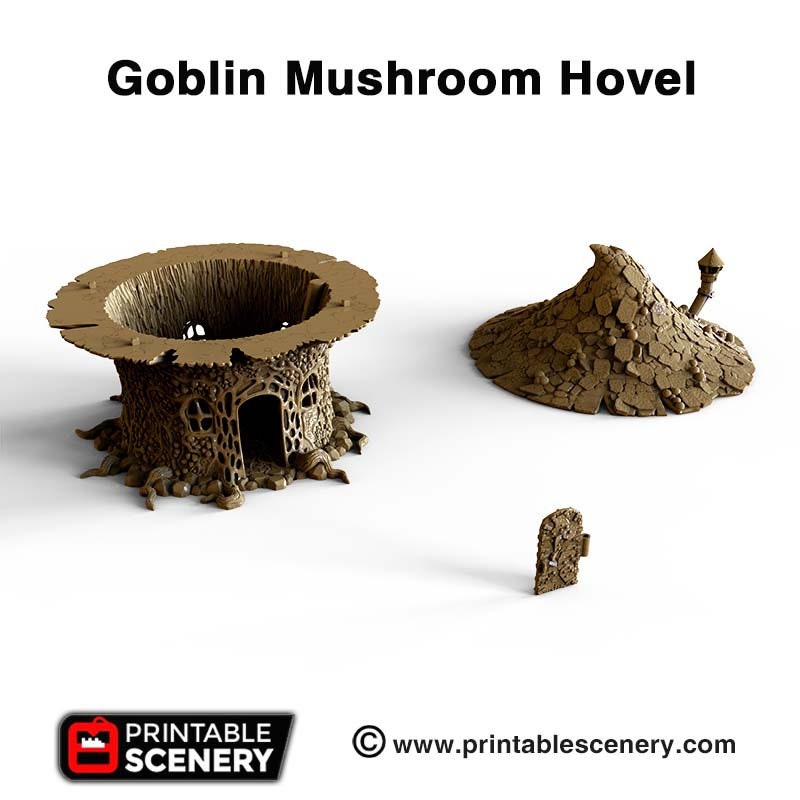 Goblin Mushroom Hovel, Goblin Grotto terrain by Printable Scenery