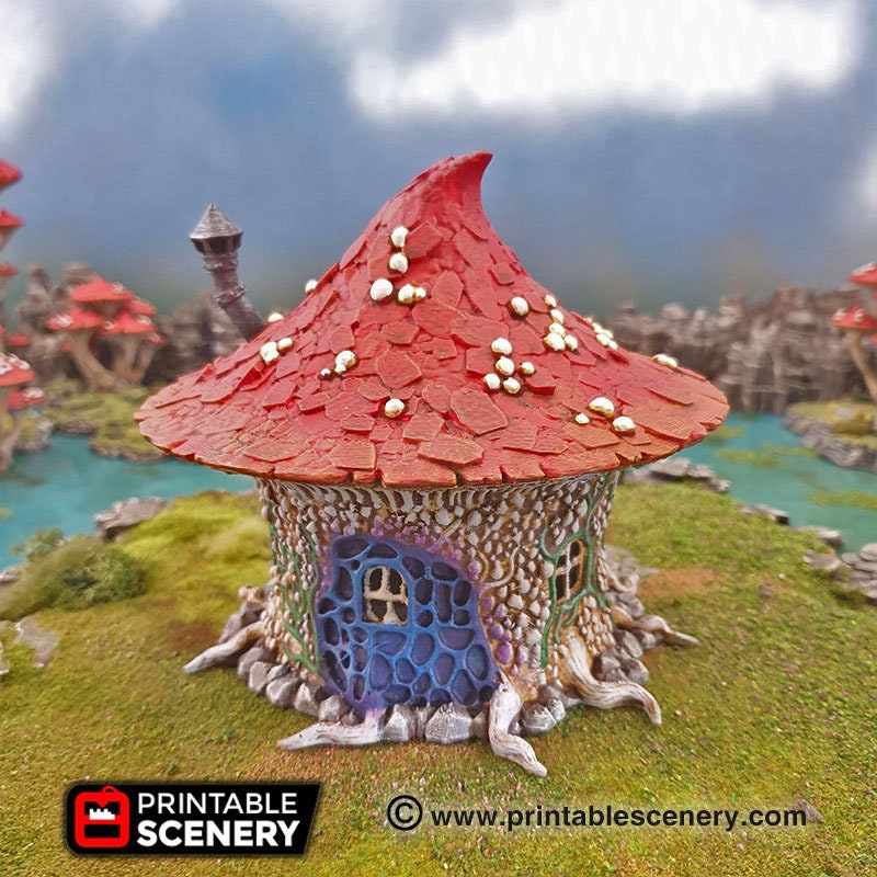 Goblin Mushroom Hovel, Goblin Grotto terrain by Printable Scenery