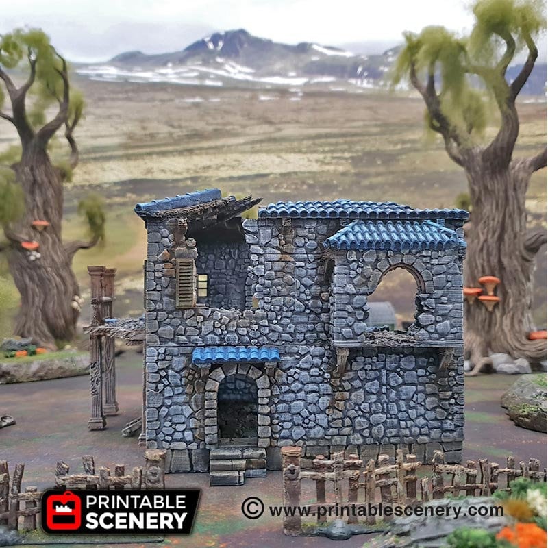 Ruined Port Tavern village terrain building by Printable Scenery