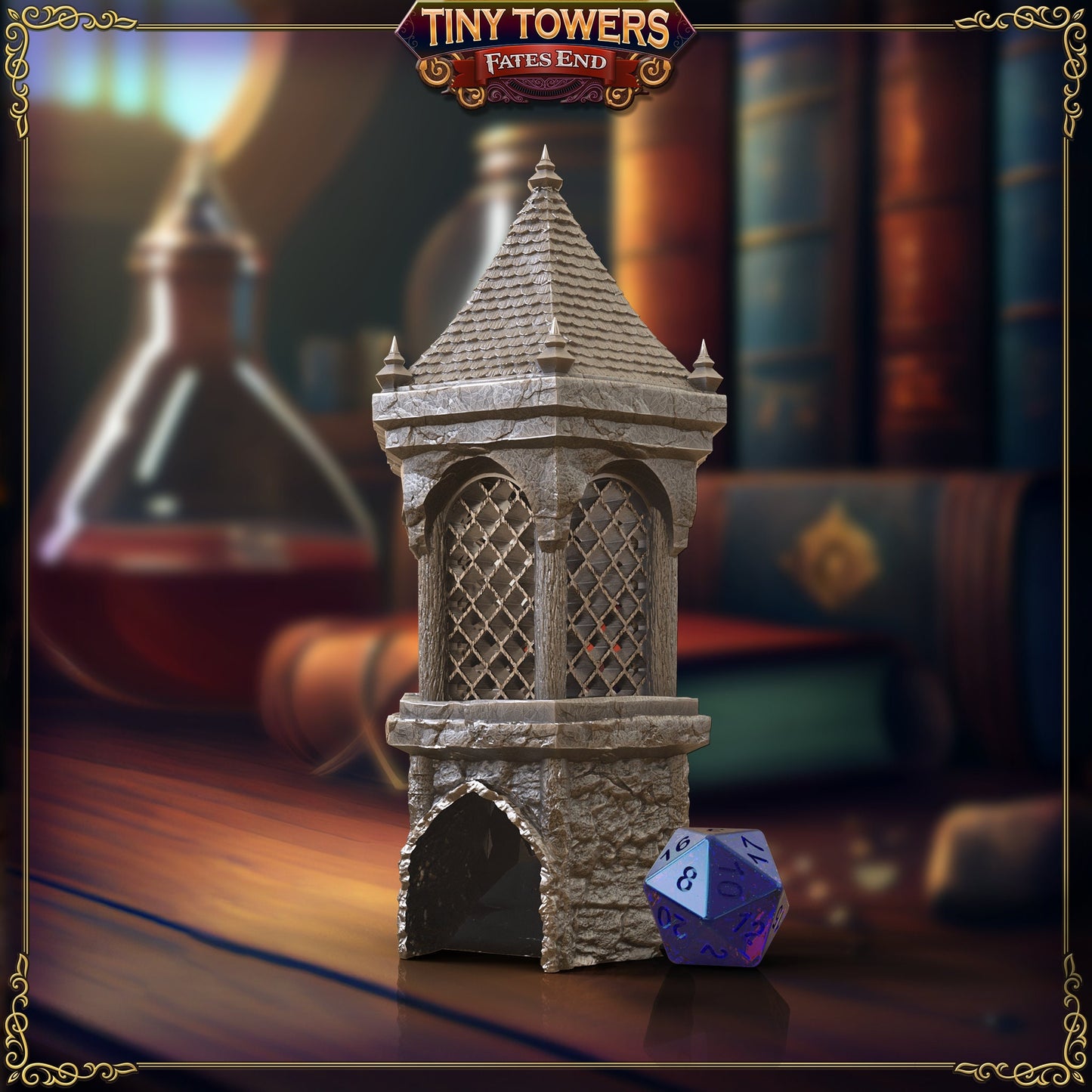 Ancient Well-Fates' End Tiny Tower-Dice Tower and Tray for 20mm dice (standard)