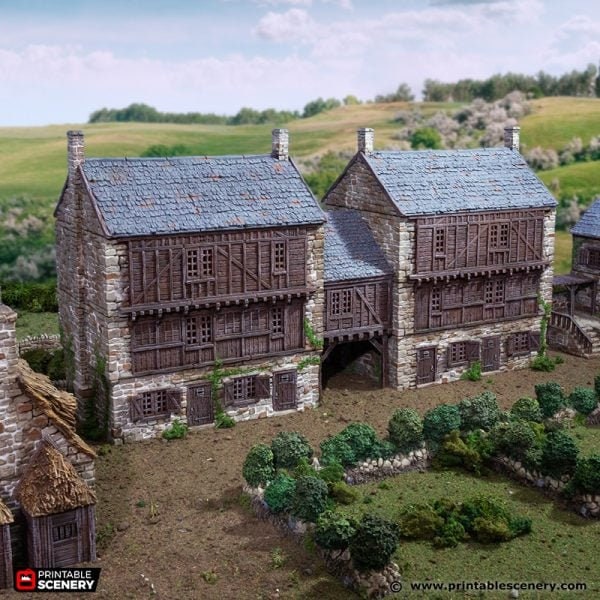 King and Country Cobblestone Way village terrain building by Printable Scenery