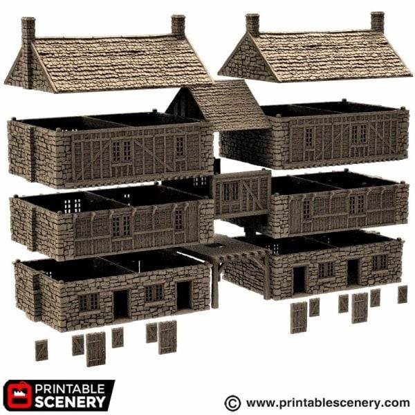King and Country Cobblestone Way village terrain building by Printable Scenery